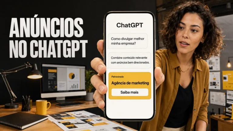 Profissional mostrando no celular como os anúncios podem aparecer dentro do ChatGPT.