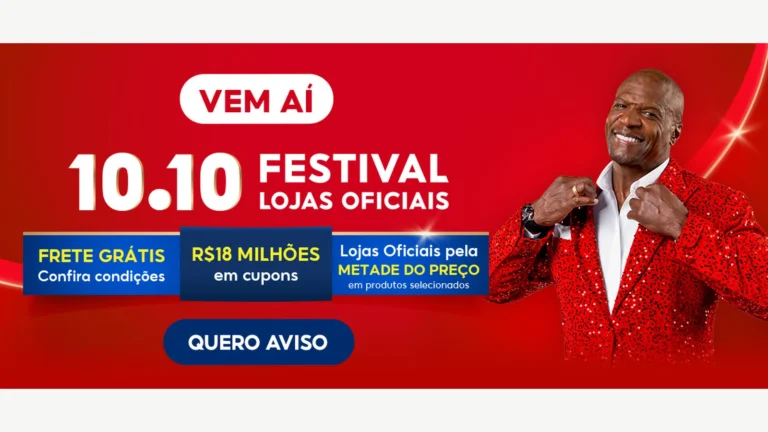 Peça de divulgação da campanha 10.10 Festival Lojas Oficiais da Shopee.